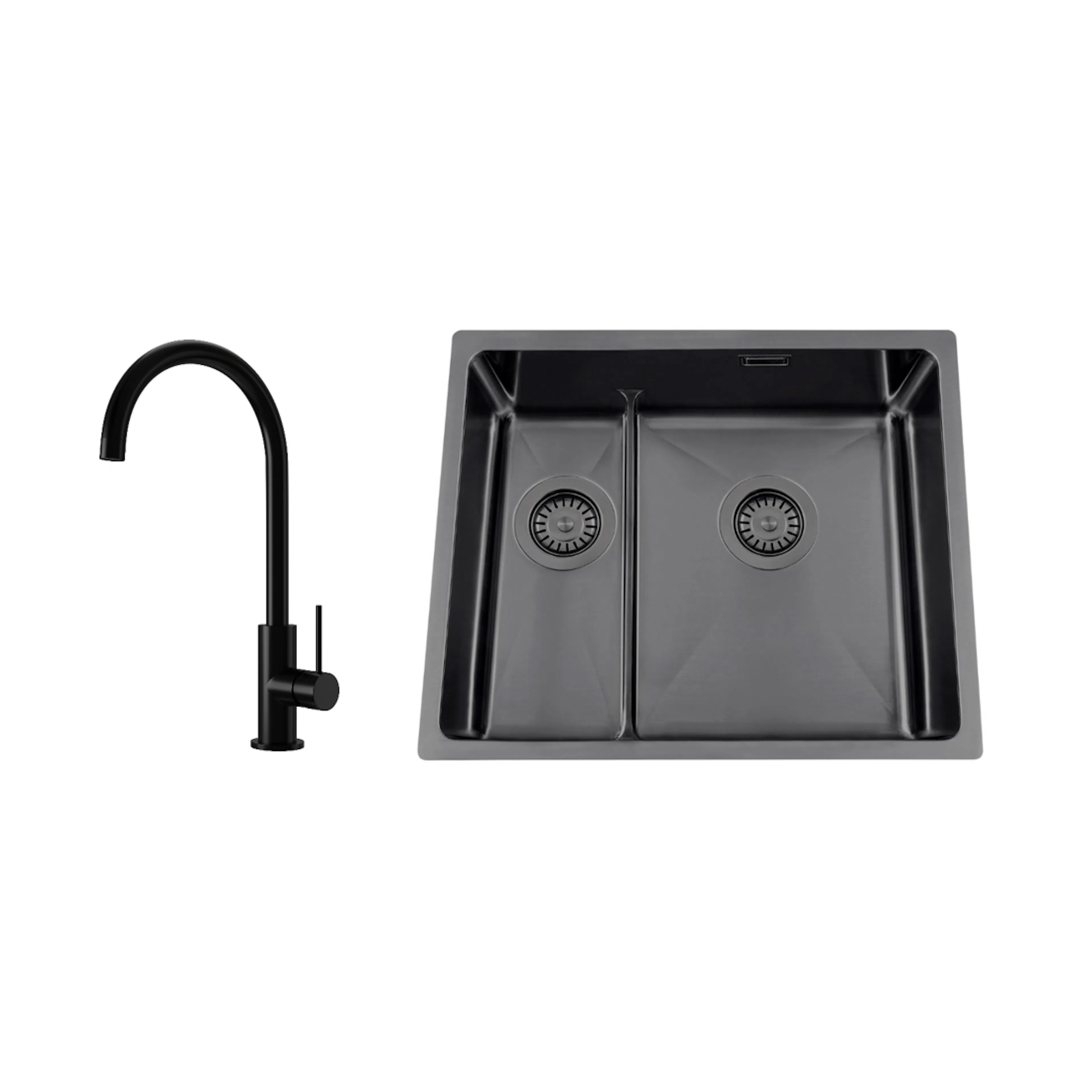Diskho Nordic Tech Titan 53 KHX Nickel med Köksblandare Steel Equip Shadow