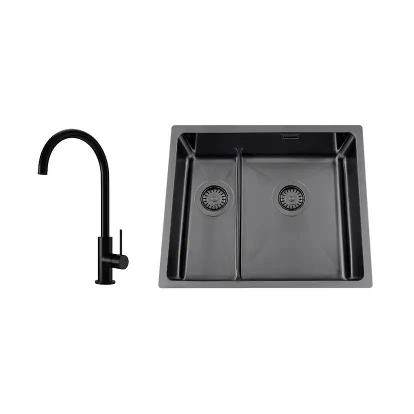 Diskho Nordic Tech Titan 53 KHX Nickel med Köksblandare Steel Equip Shadow