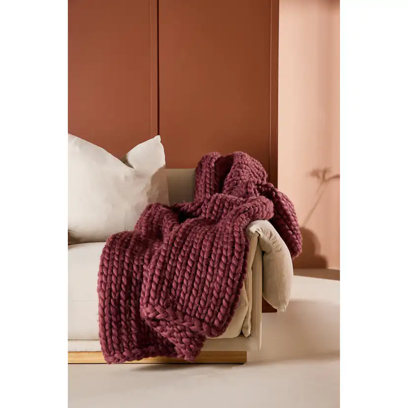 Kate Throw 170 x 130 cm - / Burgundy Polyester Pläd Venture Home Kate