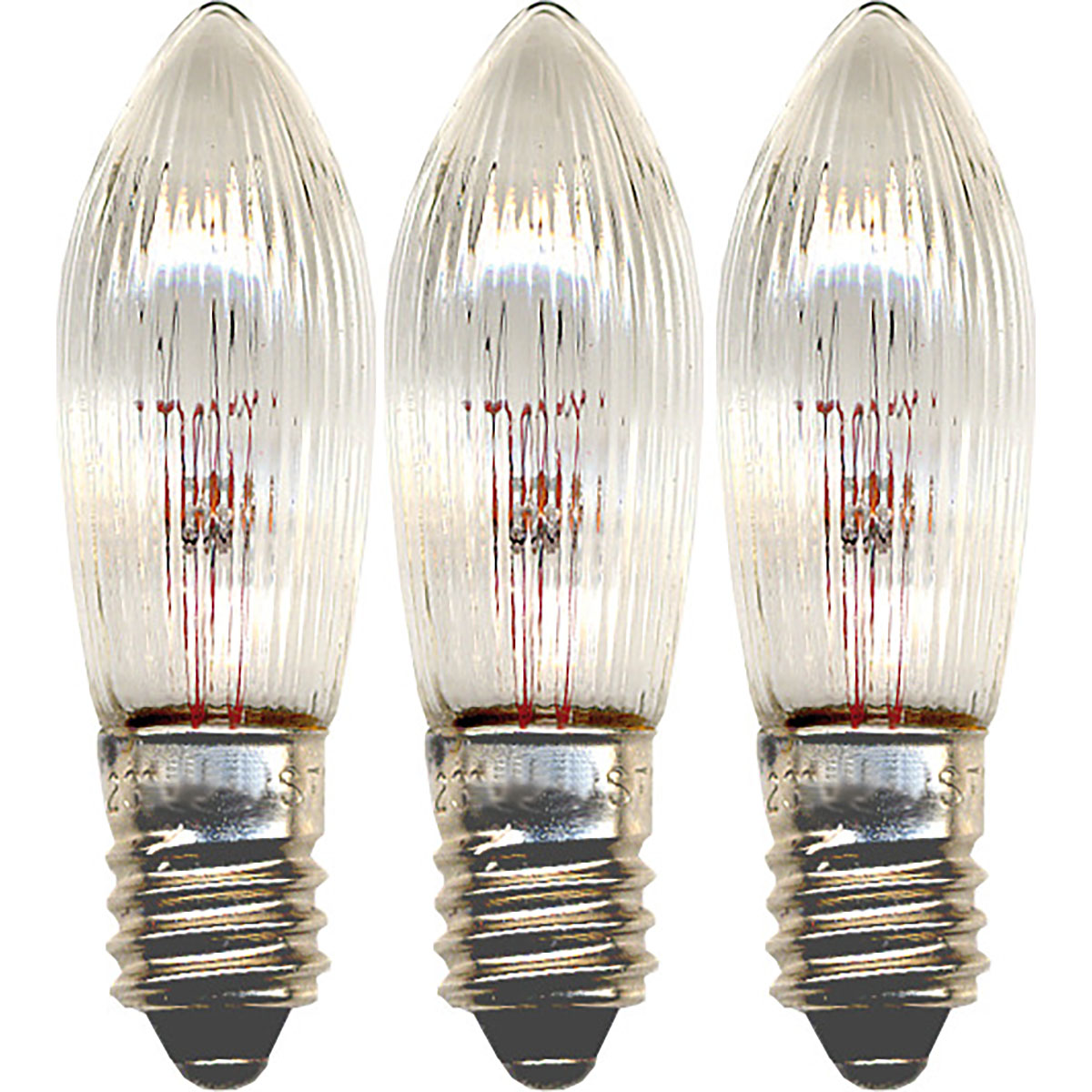 LED-lampor Star Trading Reservlampa E10 12V 2,4W Räfflad 3-pack Transparent