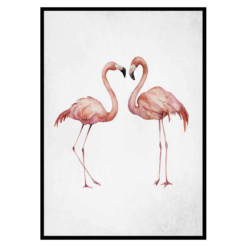 Poster Gallerix Watercolor Flamingos