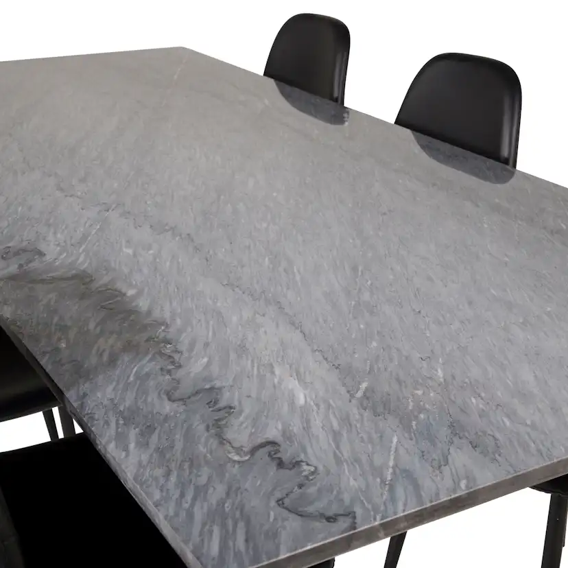 Matgrupp Venture Home Estelle 200 med 6 Pobbie Stolar Konstläder