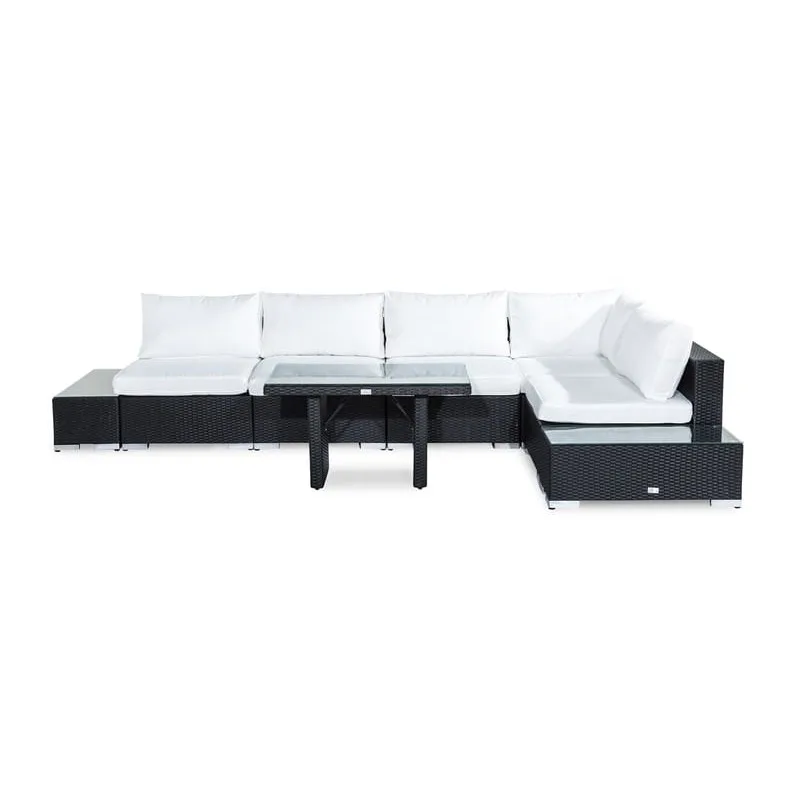 Loungegrupp Comfort Garden Bahamas 5-sits L-Soffa med Avslut och Utebord Utomhus