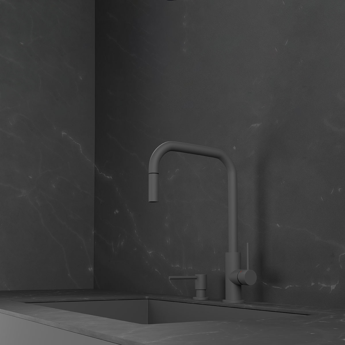 Köksblandare Scandtap Steel Accent Square med Utdragbar Pip