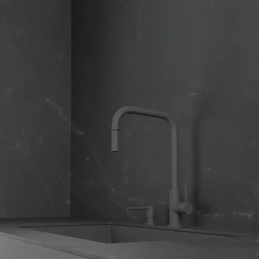 Köksblandare Scandtap Steel Accent Square med Utdragbar Pip