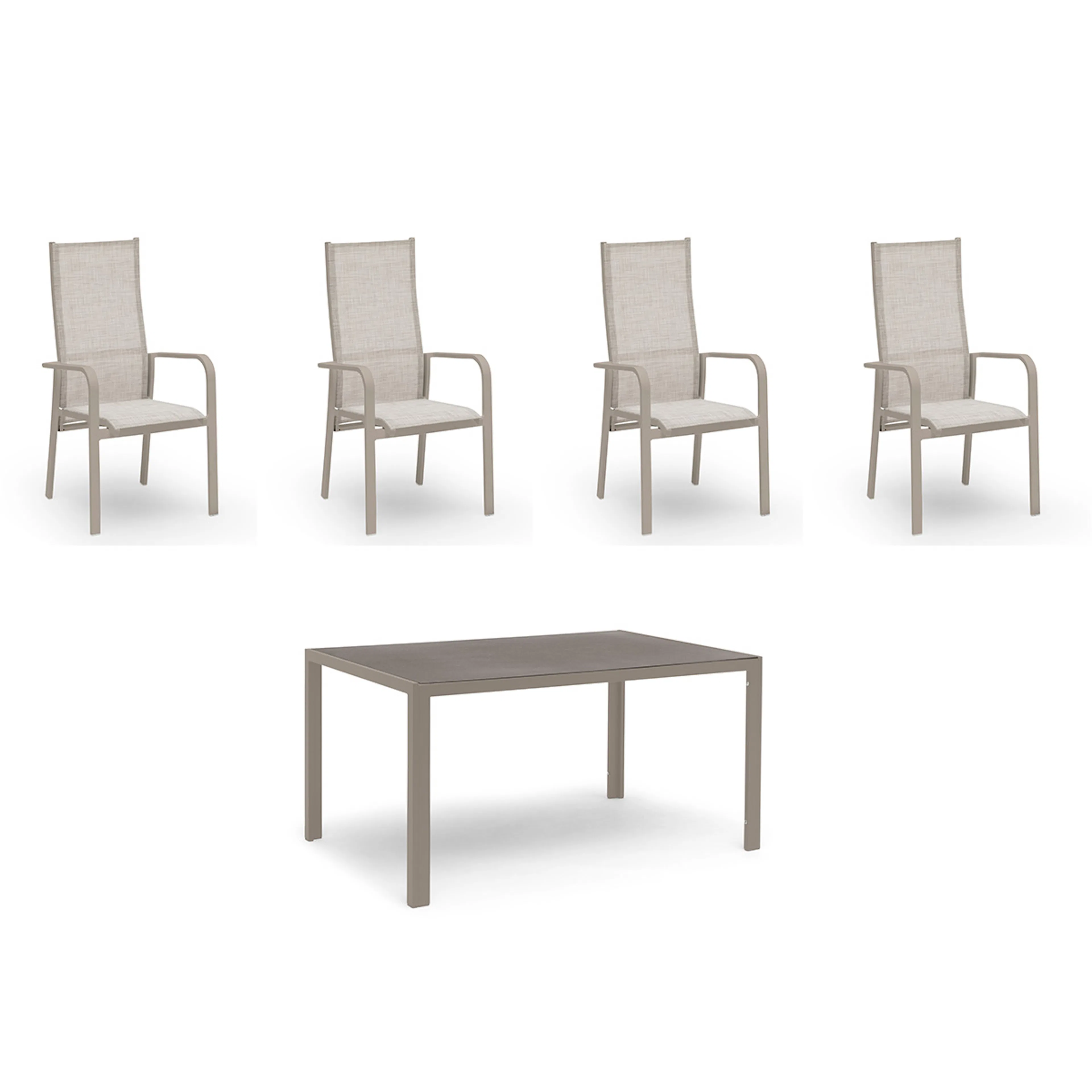 Matgrupp Utomhus Hillerstorp Hånger 4st Positionsfåtöljer med Trädgårdsbord 90x140 cm