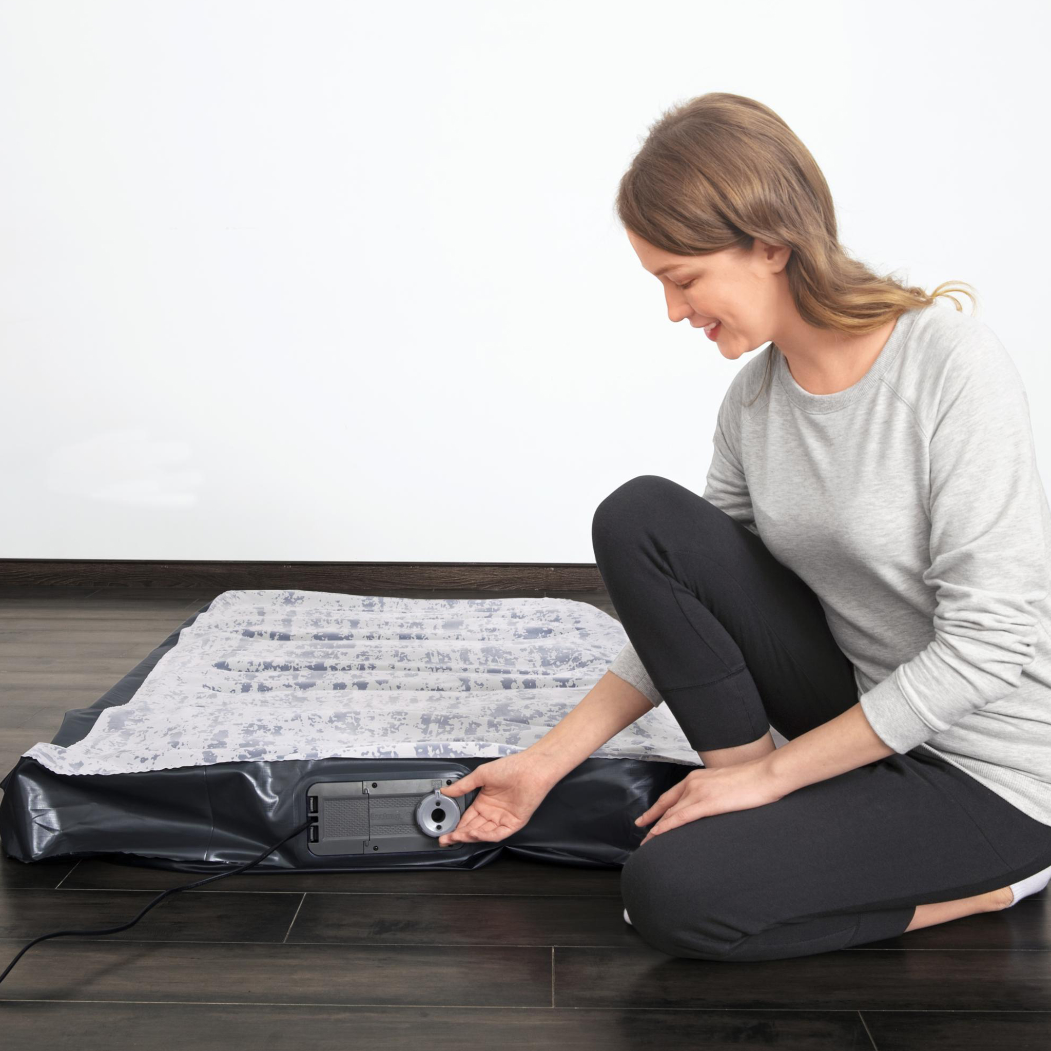 Uppblåsbar madrass Bestway Inbyggd Pump Tritech Airbed Twin Fashion Flock