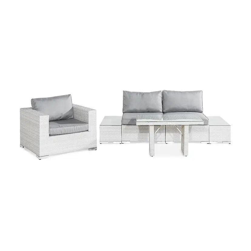 Loungegrupp Comfort Garden Bahamas 3-sits med Dubbla Avslut, Bord 100x60 och Utefåtölj Utomhus