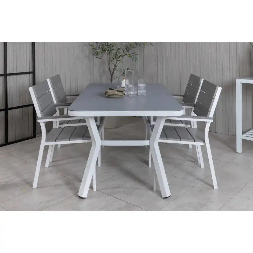Matgrupp Venture Home Virya Matgrupp Utomhus 160cm med 4 Levels Stapelbara Matstolar