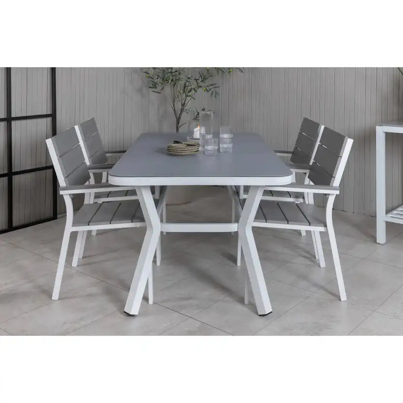 Matgrupp Venture Home Virya Matgrupp Utomhus 160cm med 4 Levels Stapelbara Matstolar