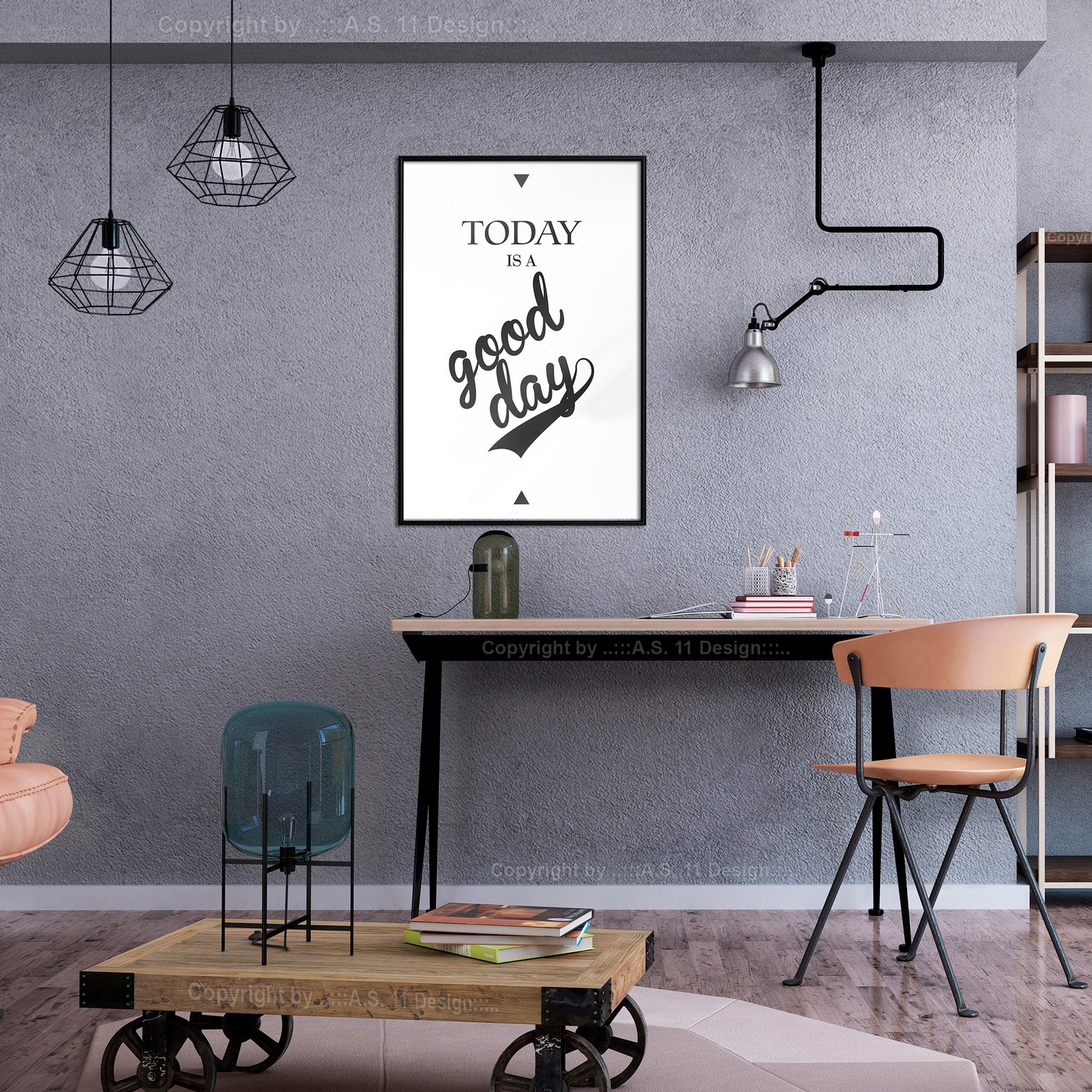 Affisch - Today Is a Good Day [Poster] 40x60 Svart ram, 40x60 cm