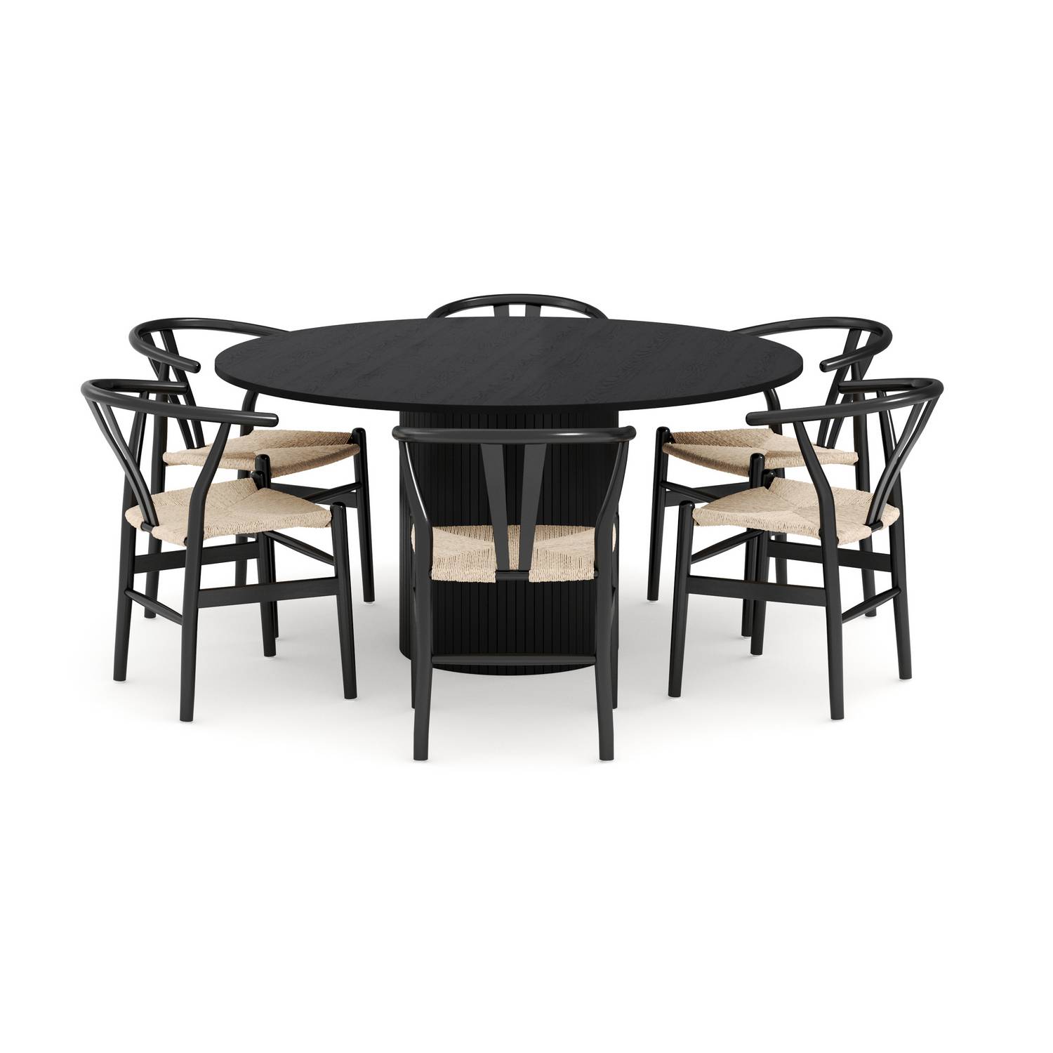 Matgrupp Bark Kopparbo Runt Matbord 150 cm med 6 Dastoori Matstol