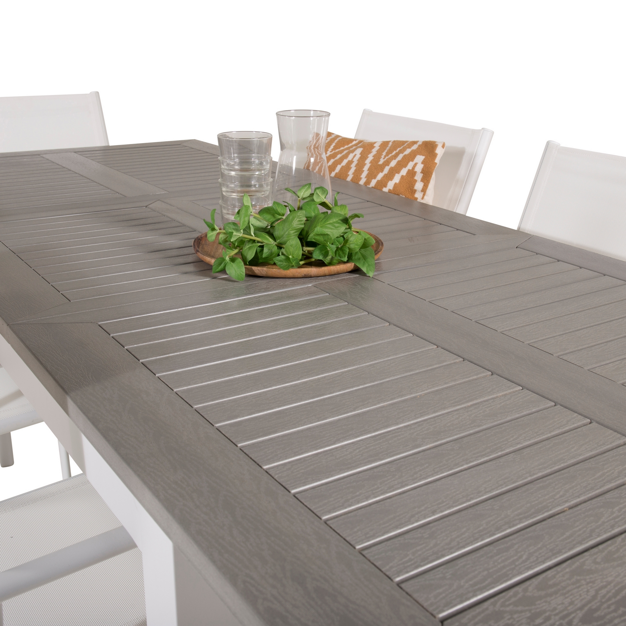 Albany Dining Table 152/210*90 - White Alu / Grey Aintwood+S Vit/Grå