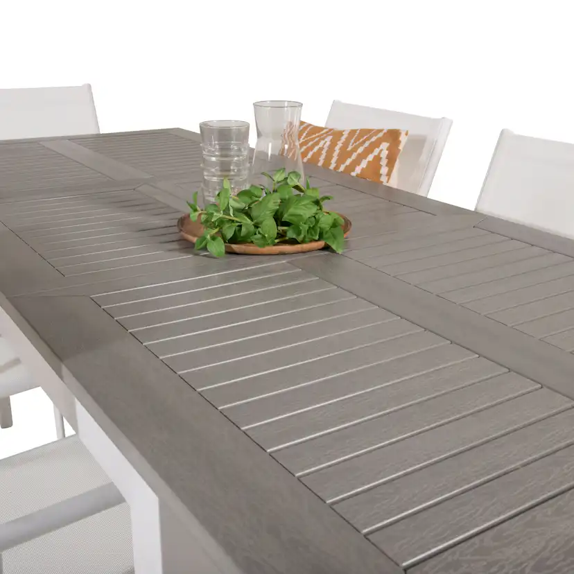 Albany Dining Table 152/210*90 - White Alu / Grey Aintwood+S Vit/Grå