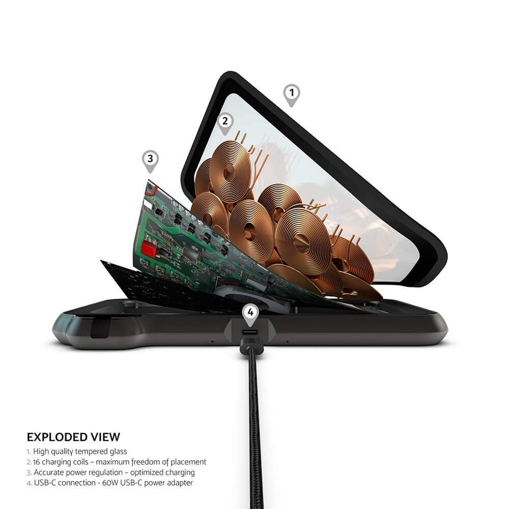 Trådlös Laddare Zens Dual QI Liberty 16 coils 2x15W Glass Top Edition till Apple & Samsung QC