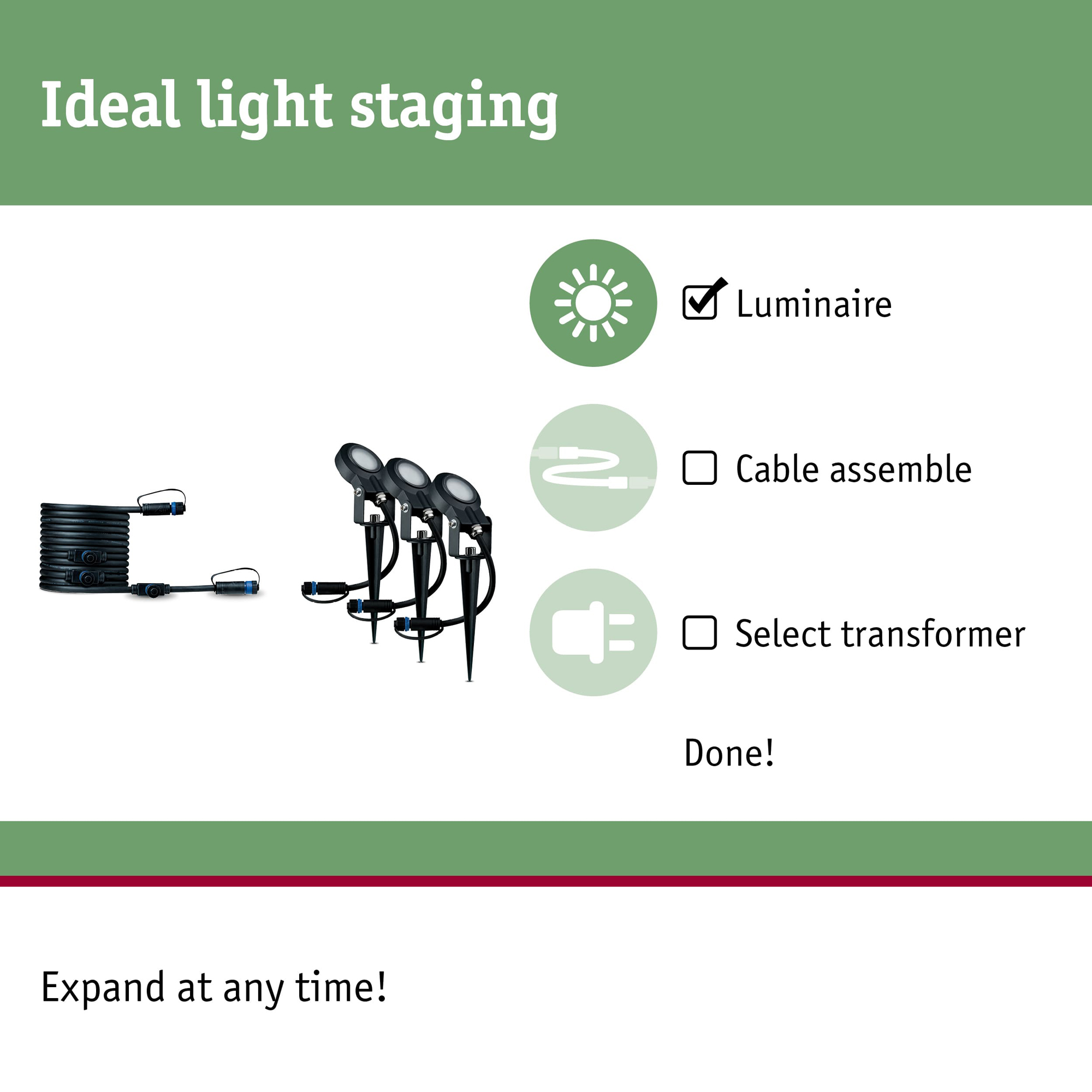 Spotlight Paulmann Sting Plug & Shine LED IP67 24V Förlängningsset 3-pack med Kabel
