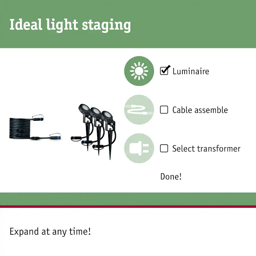 Spotlight Paulmann Sting Plug & Shine LED IP67 24V Förlängningsset 3-pack med Kabel
