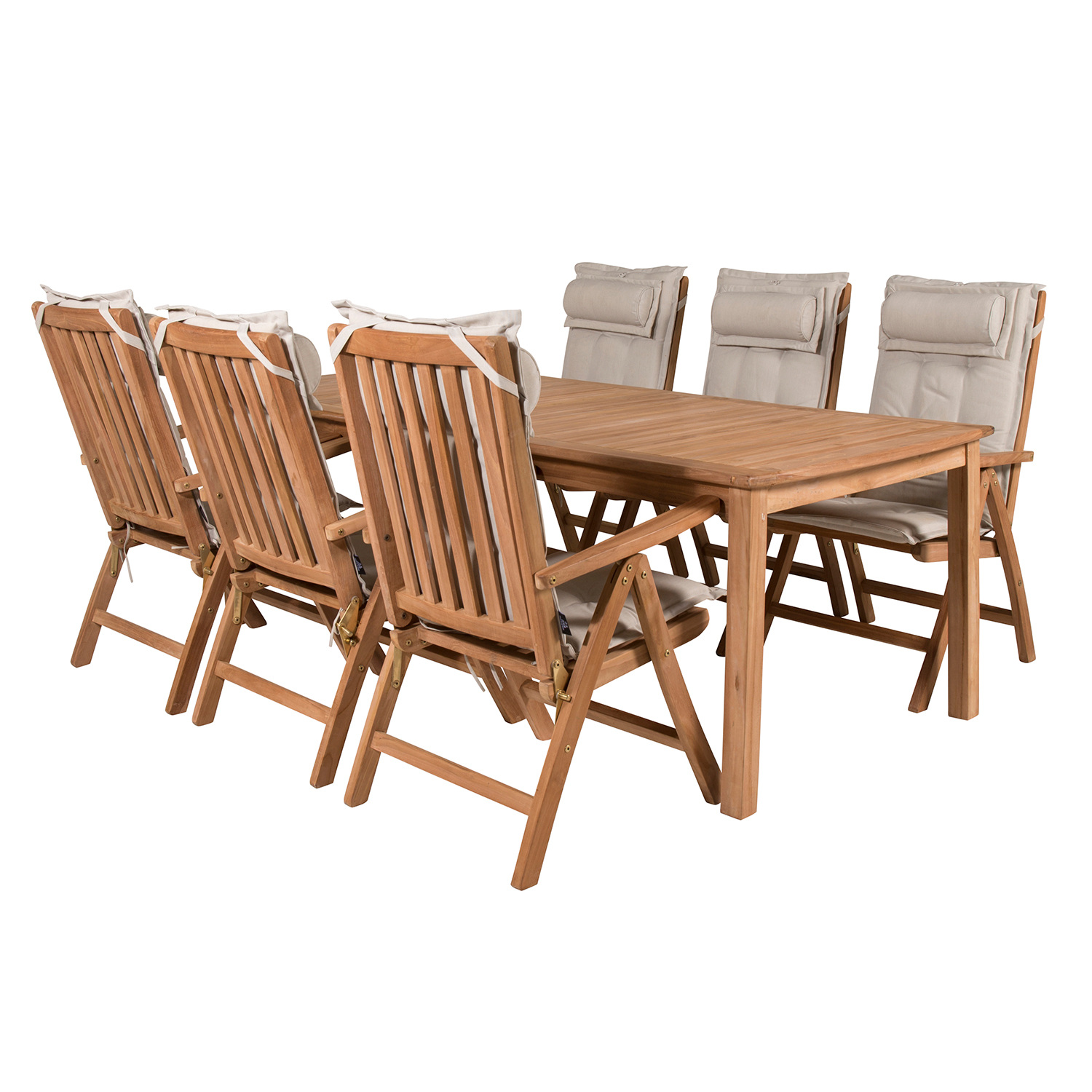 Matgrupp Venture Home Kenya 220x100 Teak med 6 Kenya Positionsfåtöljer