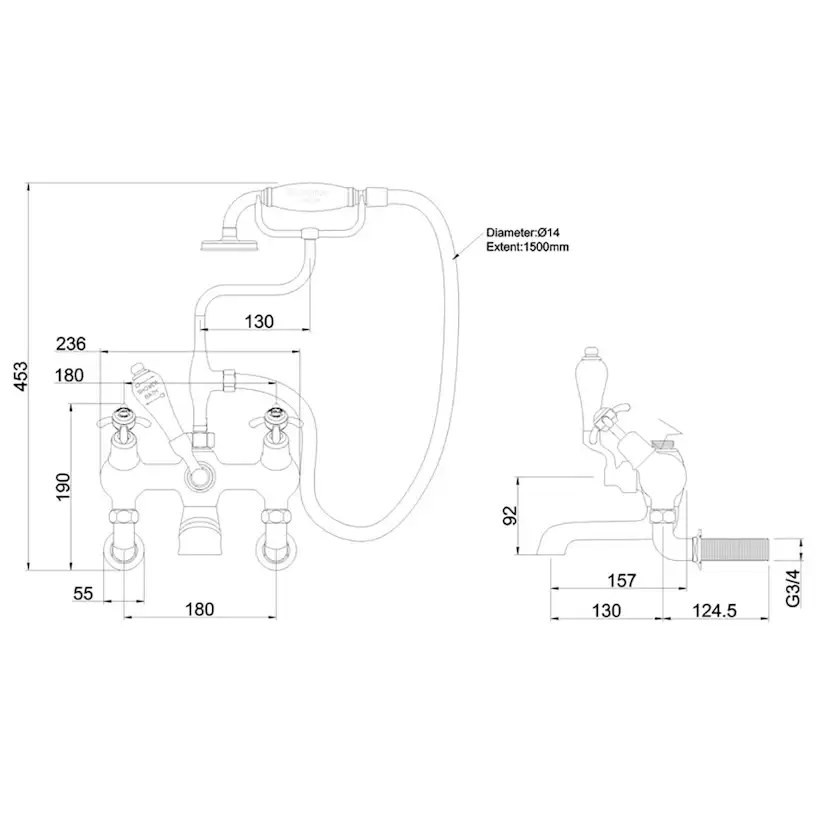 Dusch- och Badkarsblandare Burlington CL21 Anglesey