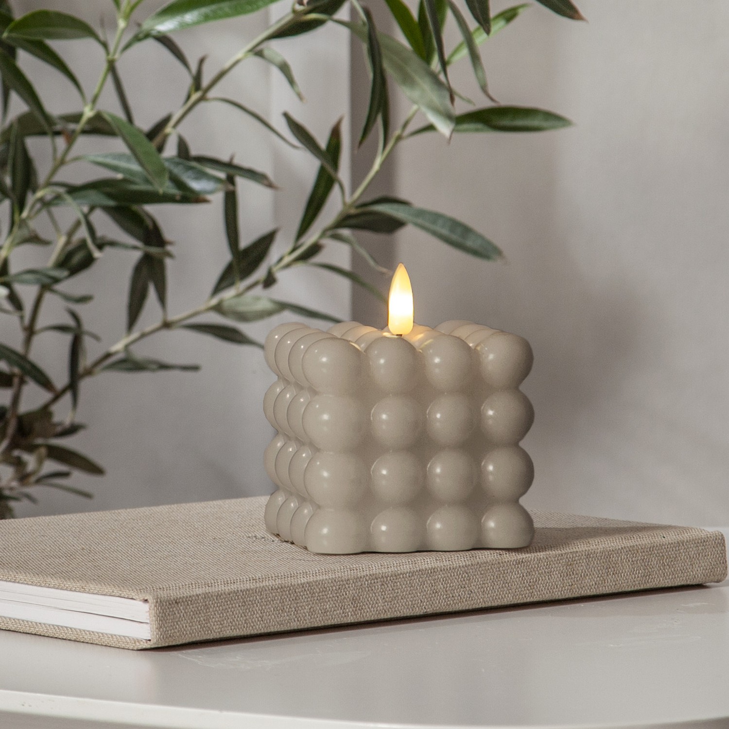 LED Blockljus Flamme Dot Beige Beige