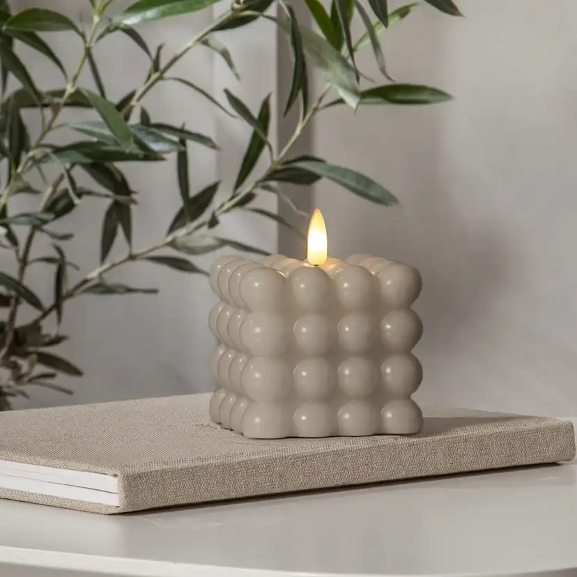 LED Blockljus Flamme Dot Beige Beige