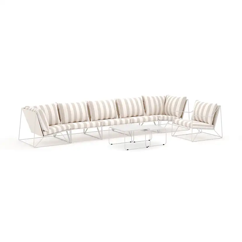 Loungesoffa Comfort Garden Usteryd utomhus rak 6-sits soffa med fåtölj