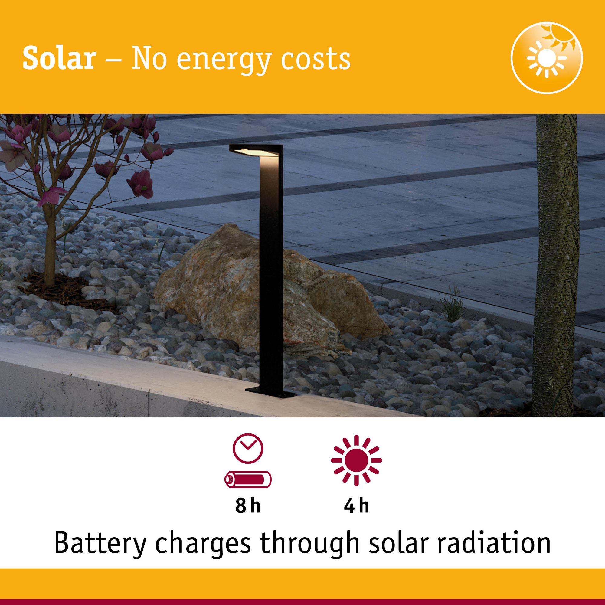 Pollare Solcell LED Paulmann Ryse med Rörelsesensor IP44