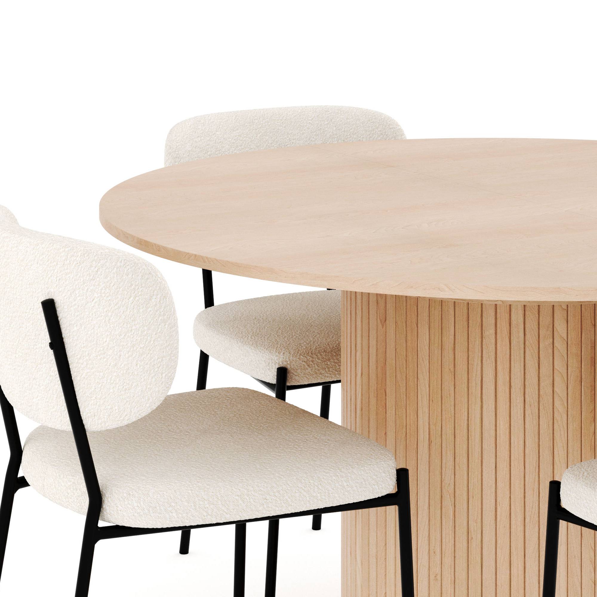 Matgrupp Bark Kopparbo Runt Matbord 130-180 cm Förlängningsbartt med 4Gemmiano Matstol