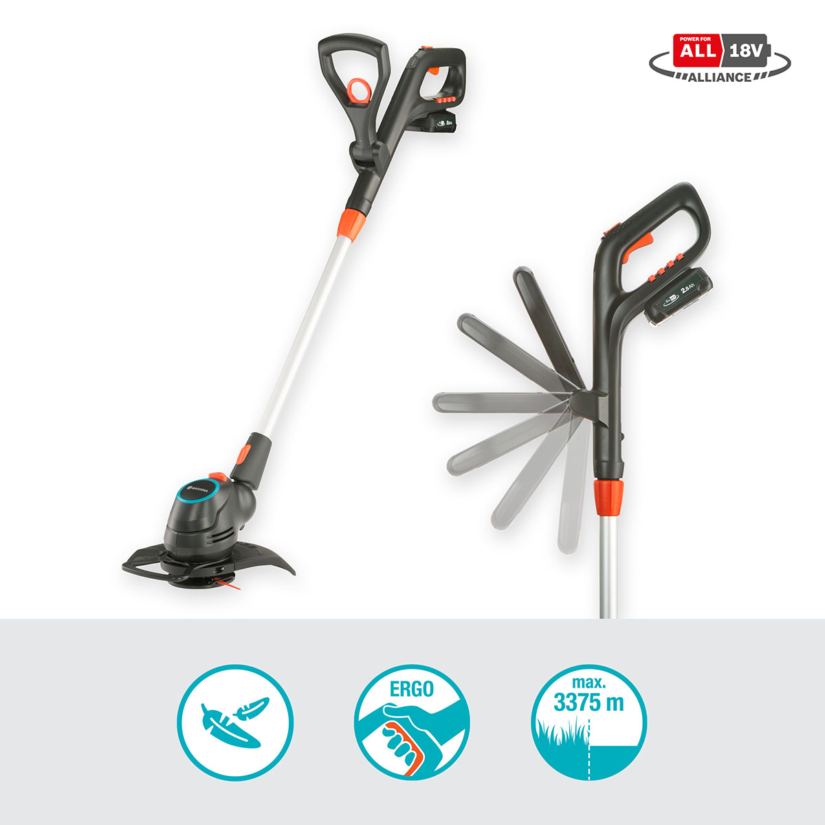 Trimmer Gardena ComfortCut 23/18V P4A Komplett (2,5Ah batteri + standardladdare)