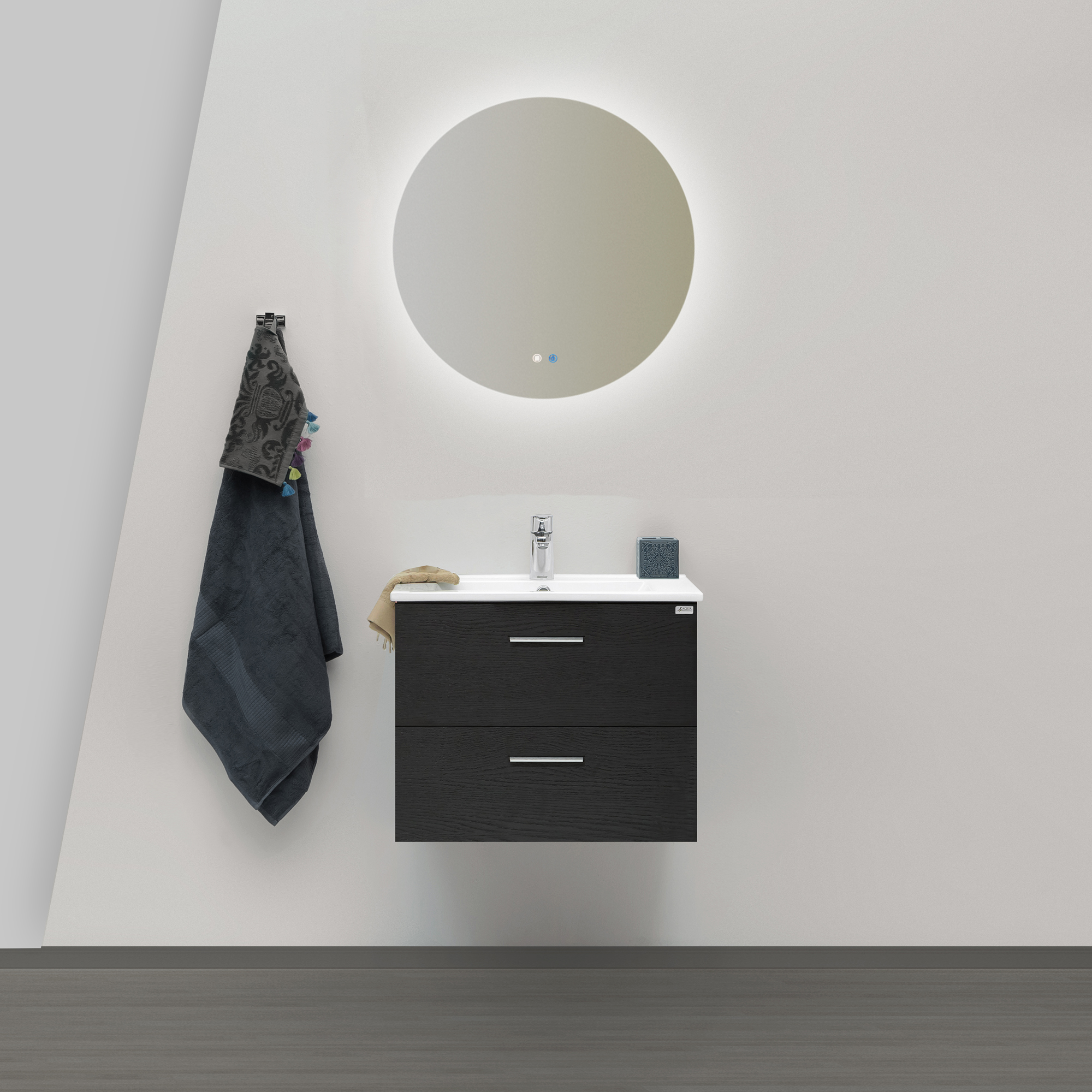 Möbelpaket 4AQUA Slim 60 med Tvättställ och Spegel Aura LED