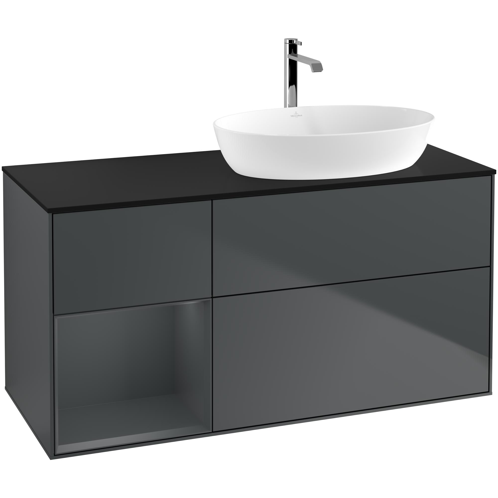 Tvättställsskåp Villeroy & Boch Finion med 3 Lådor Hylla och Bänkskiva för Ocentrerat Tvättställ från Artis & Collaro