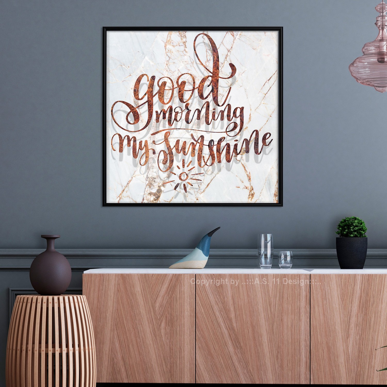 Affisch - Good Morning My Sunshine (Square) [Poster] 30x30 Svart ram, 30x30 cm