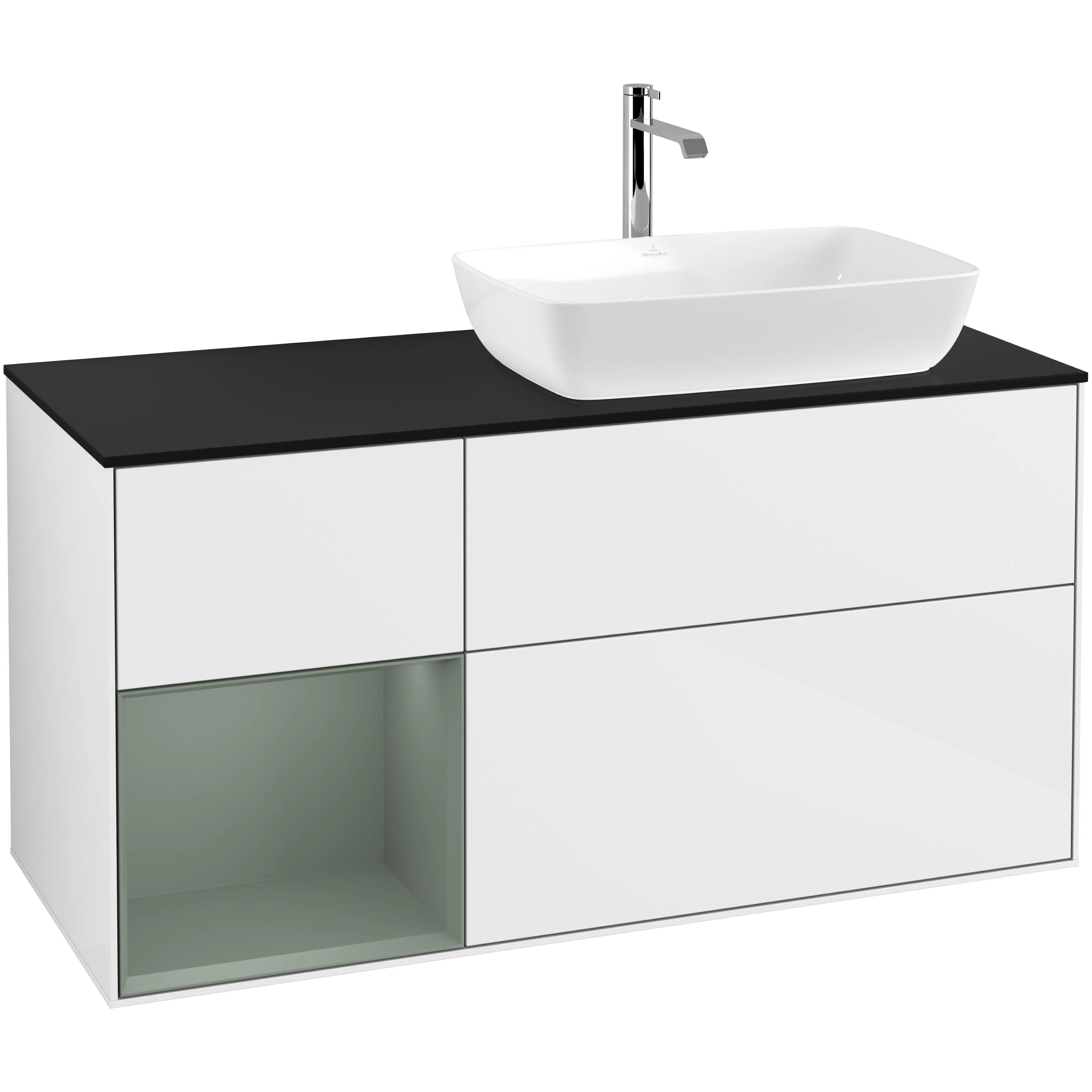 Tvättställsskåp Villeroy & Boch Finion med 3 Lådor Hylla och Bänkskiva för Ocentrerat Tvättställ från Artis & Collaro