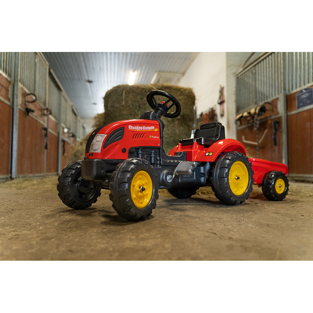 Utomhusleksak Falk Farmer Country Röd Tramptraktor med Släp