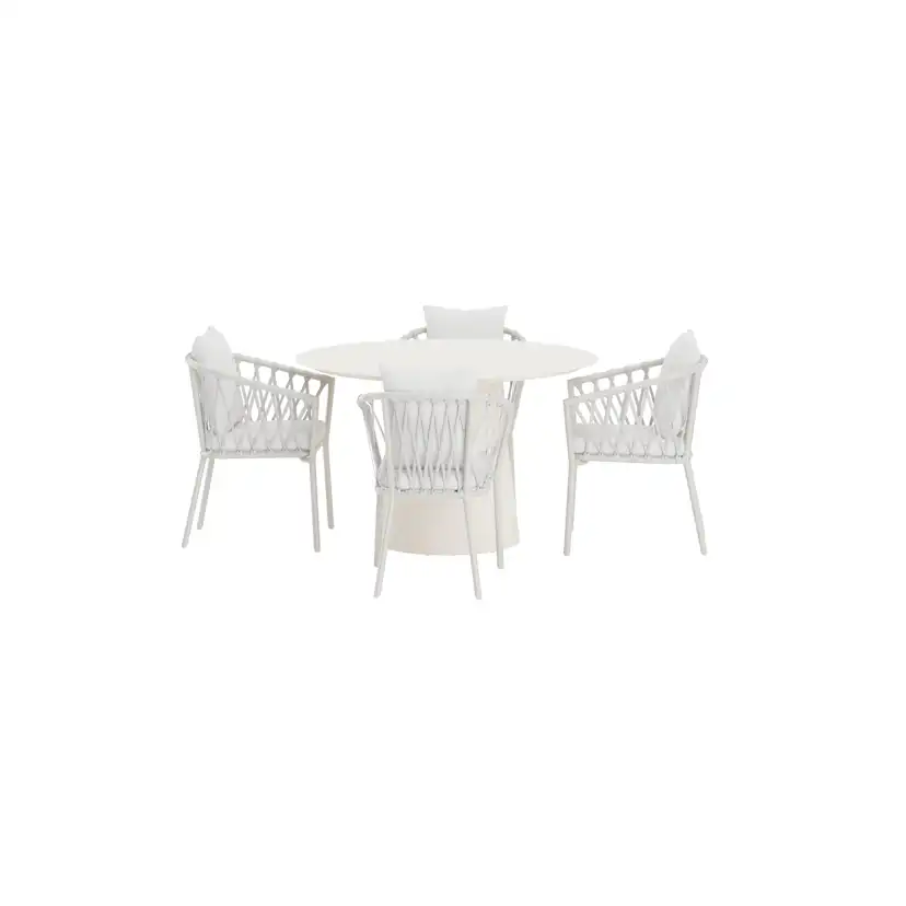 Matgrupp Utomhus Venture Home Lanzo Ø120 cm med 4 st Linos Trädgårdsstolar