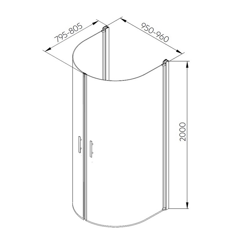 Alt U-Dusch 95 1 Vä+Hö Klar LxB: 800x950 mm