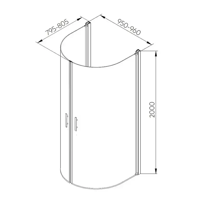 Alt U-Dusch 95 1 Vä+Hö Klar LxB: 800x950 mm