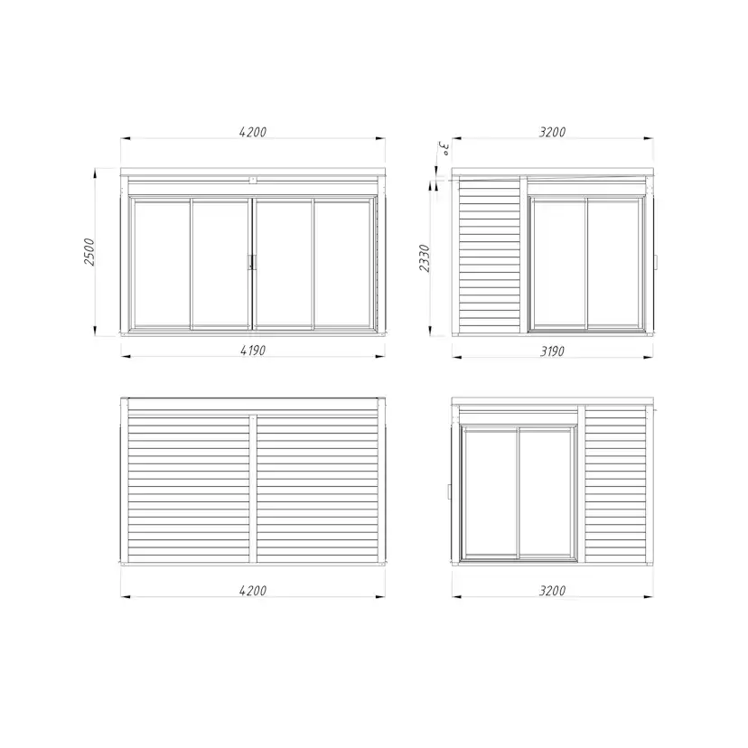 Stuga Palmako Serena 13,4 m² Set 2 Slide (inv. 12,6 m²)