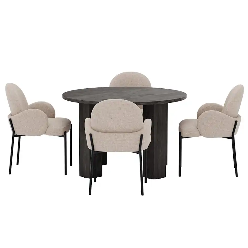 Matgrupp Venture Home Juno Ø120 cm med 4st Blom Stolar