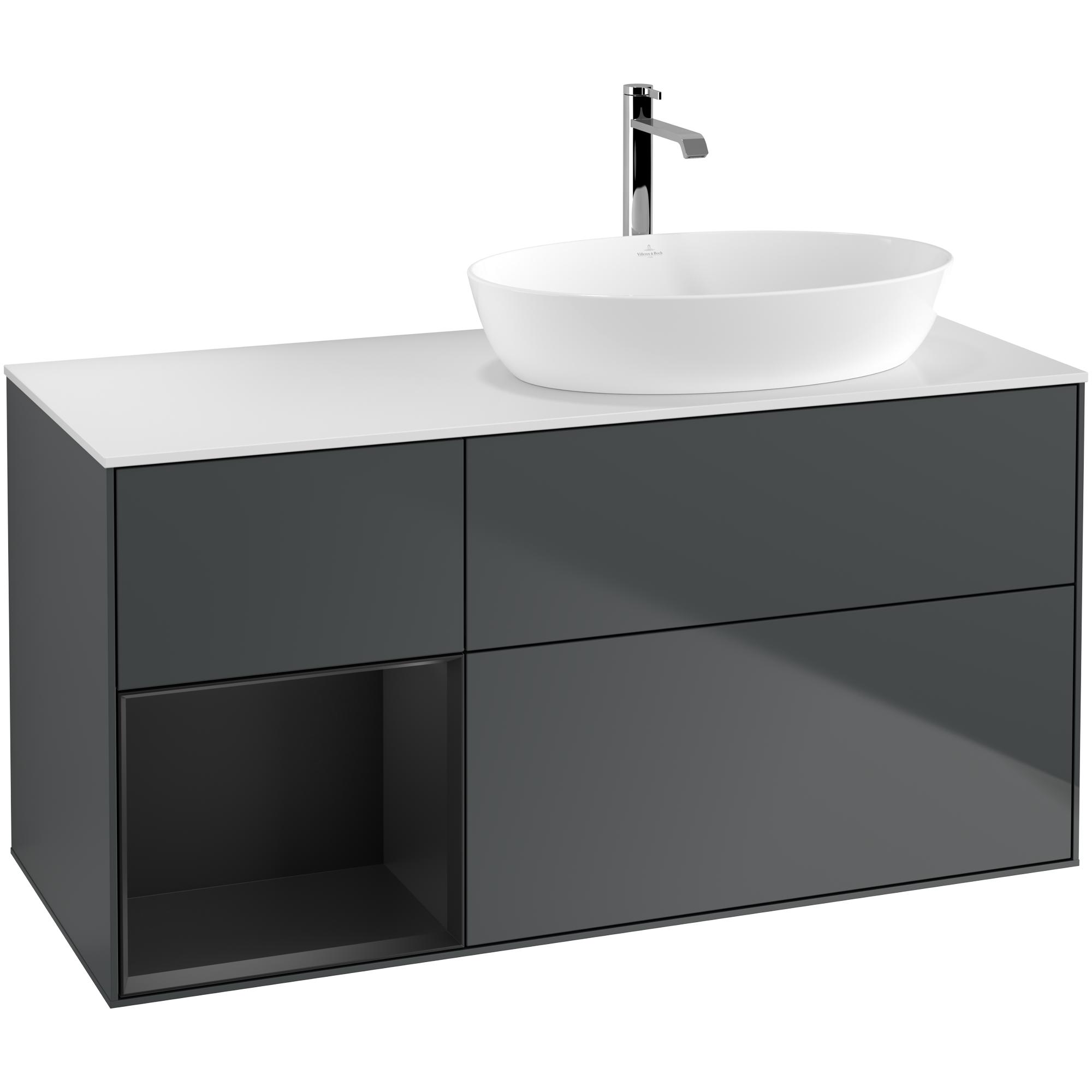 Tvättställsskåp Villeroy & Boch Finion med 3 Lådor Hylla och Bänkskiva för Ocentrerat Tvättställ från Artis & Collaro