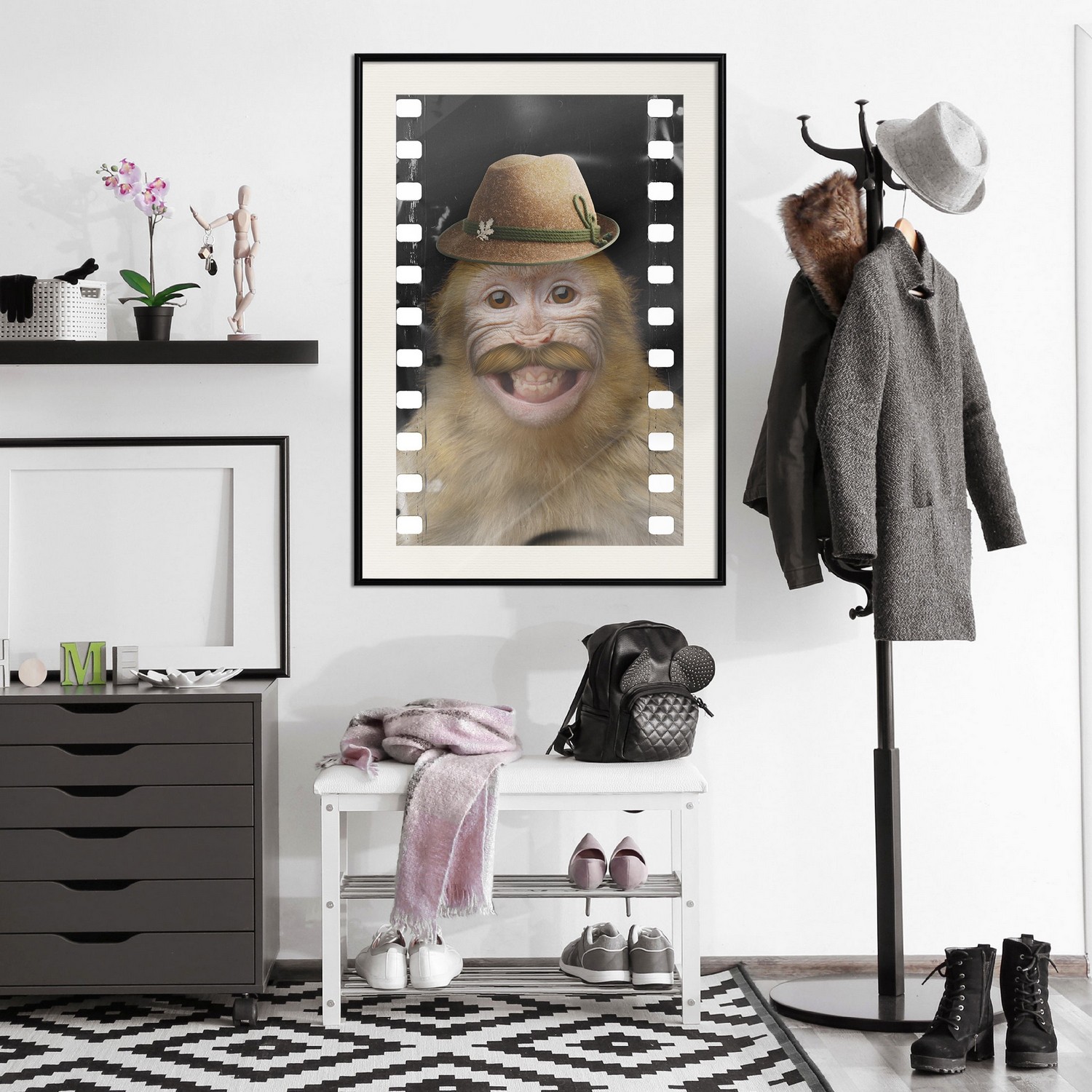 Poster Artgeist Affisch Monkey In Hat