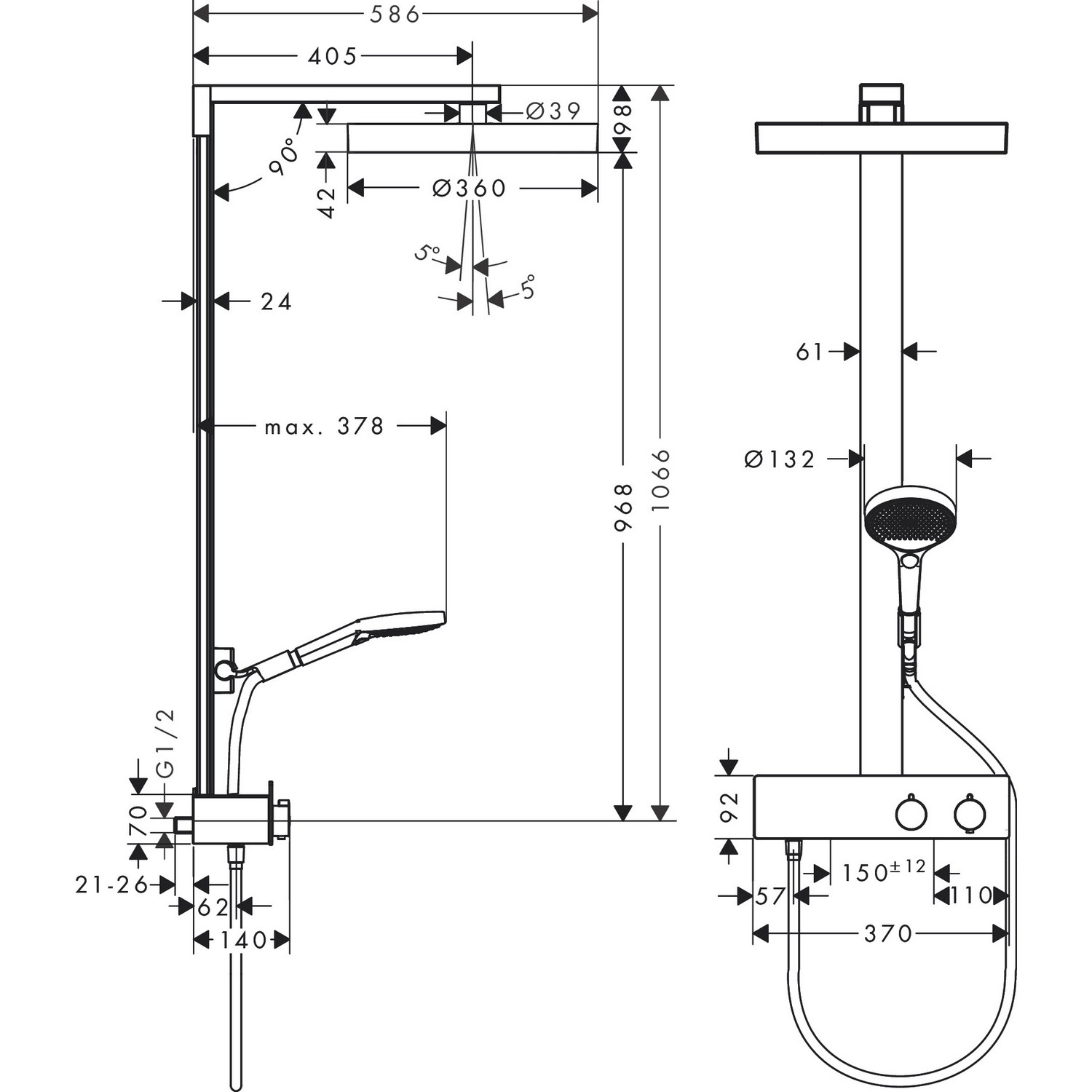 Takduschset Hansgrohe Rainfinity 360 1jet