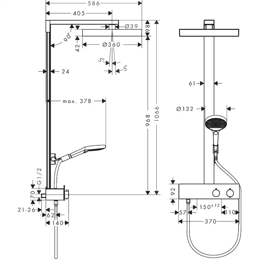 Takduschset Hansgrohe Rainfinity 360 1jet