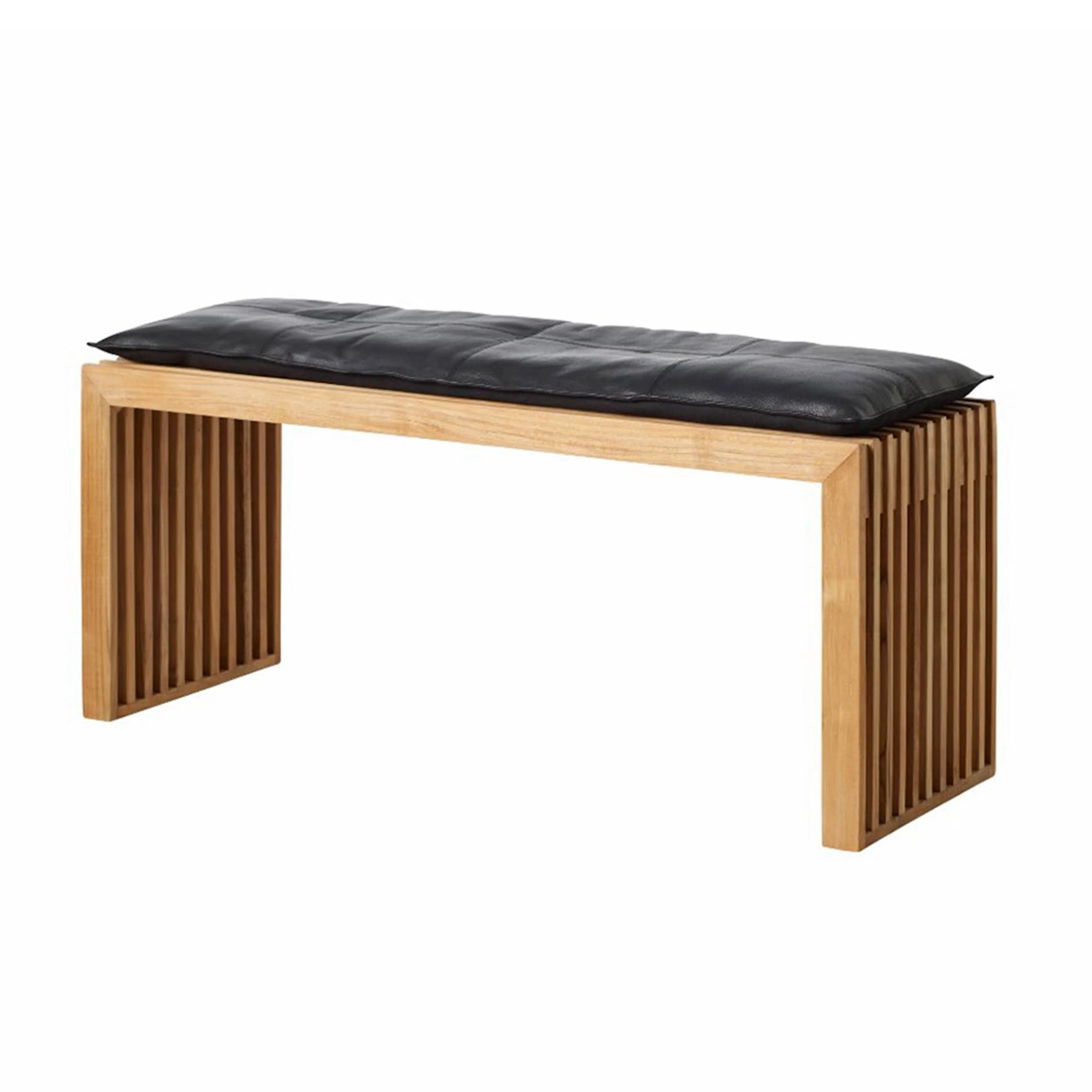 Bänk Cinas Rib Teak med Skinndyna