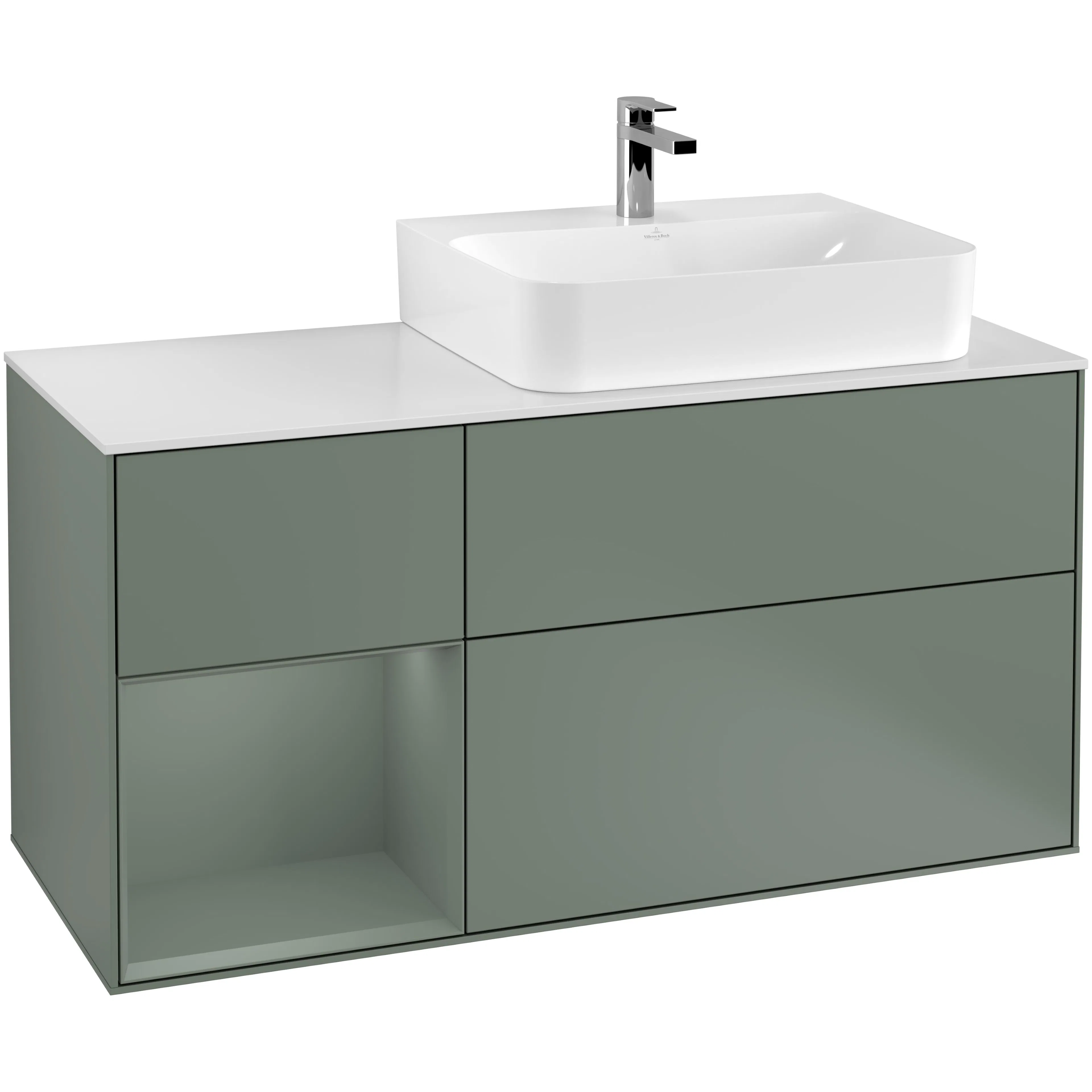 Tvättställsskåp Villeroy & Boch Finion med 3 Lådor Hylla och Bänkskiva för Ocentrerat Tvättställ
