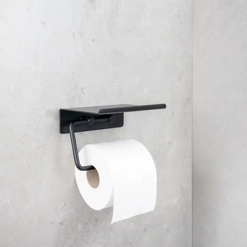 Toalettpappershållare Beslag Design Base med Hylla Självhäftande