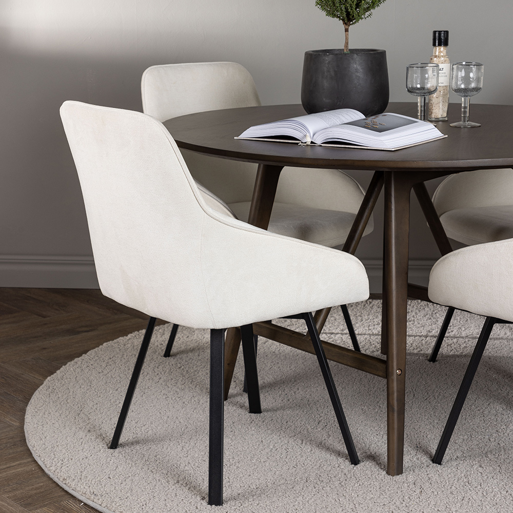 Matgrupp Venture Home Kaseidon Ø100 cm med 4 st Rosie stolar