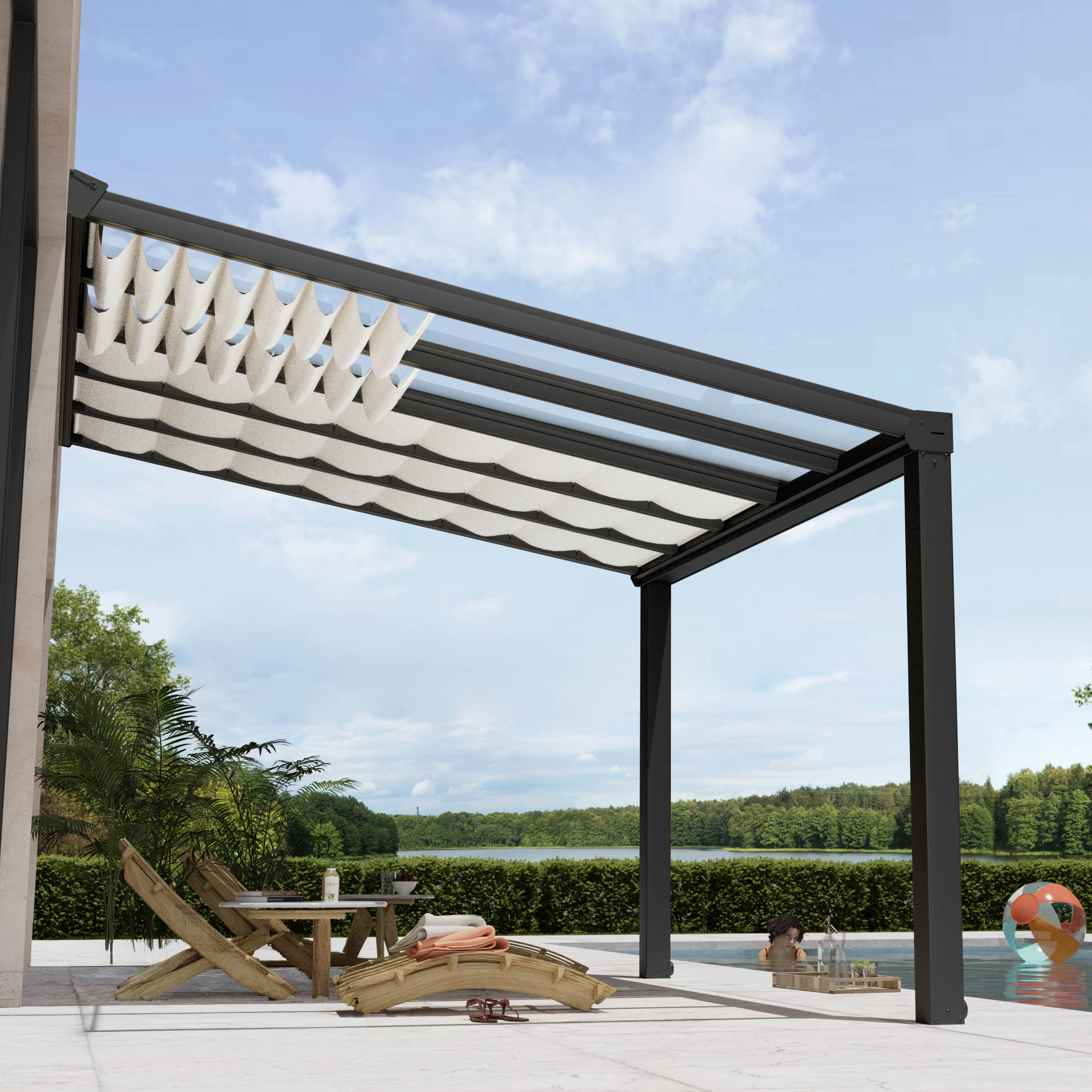 Gardinset Canopia by Palram Skuggkit Till Pergola Stockholm 3,4 x 7,4 m Vitt