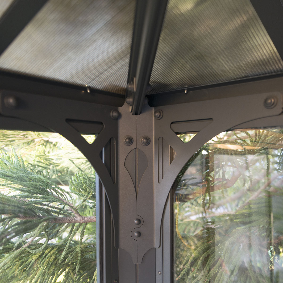 Växthus/Orangeri Canopia by Palram Ledro Aluminiumstomme med UV-Skyddat Glas, Låsbara Dörrar, Grå, 12,7 m²