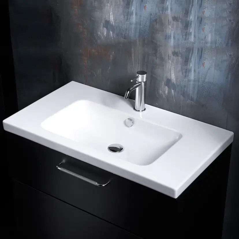 Crown Kom 60x45 Sv.Ek Pl L45 Bredd 600 mm, Svart Ek, Utan handtag, Enkelt tvättställ
